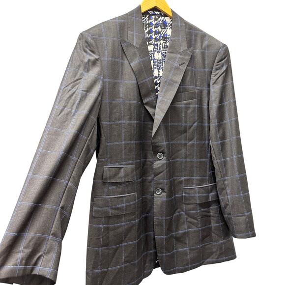 Loro Piana Fabric Blazer Mens 48 L Custom Made Jacket Gray Blue Wool Sport Coat - Picture 2 of 8